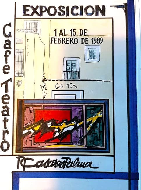 Cartel original de una de las primeras exposiciones en Málaga